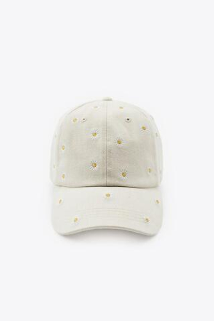 ZARA КЕПКА ИЗ ТВИЛА С ЦВЕТОЧНОЙ ВЫШИВКОЙ, ЭКРЮ