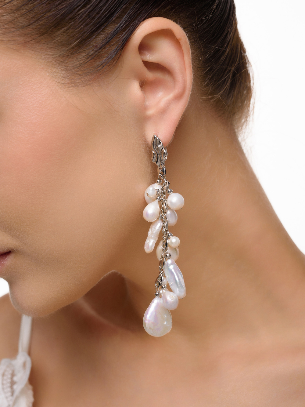 Серьги "Pearl cluster" Silver