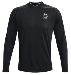 Мужская теннисная футболка теннисная Under Armour Men's UA ArmourPrint Long Sleeve - черный