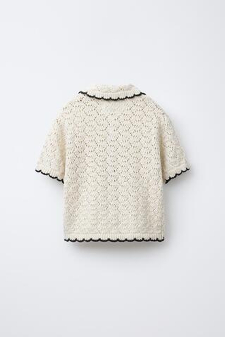ZARA ТРИКОТАЖНОЕ ПОЛО, ЭКРЮ