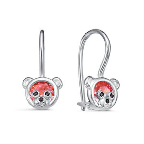 Серьги Мишки из серебра с фианитами