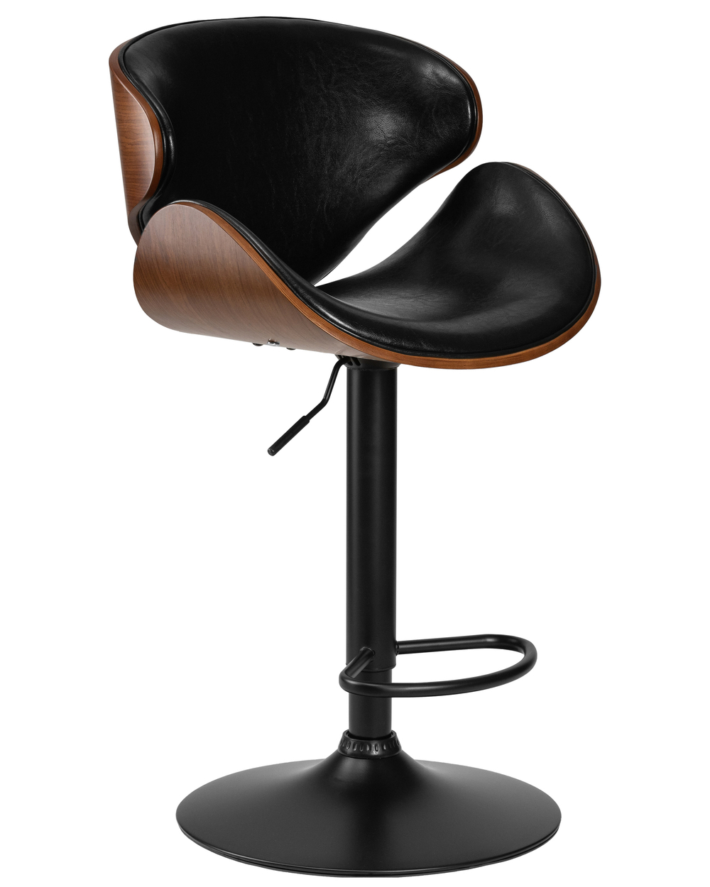 Стул барный DOBRIN KARTER BLACK, коричневый орех дерево (BWW), черный PU