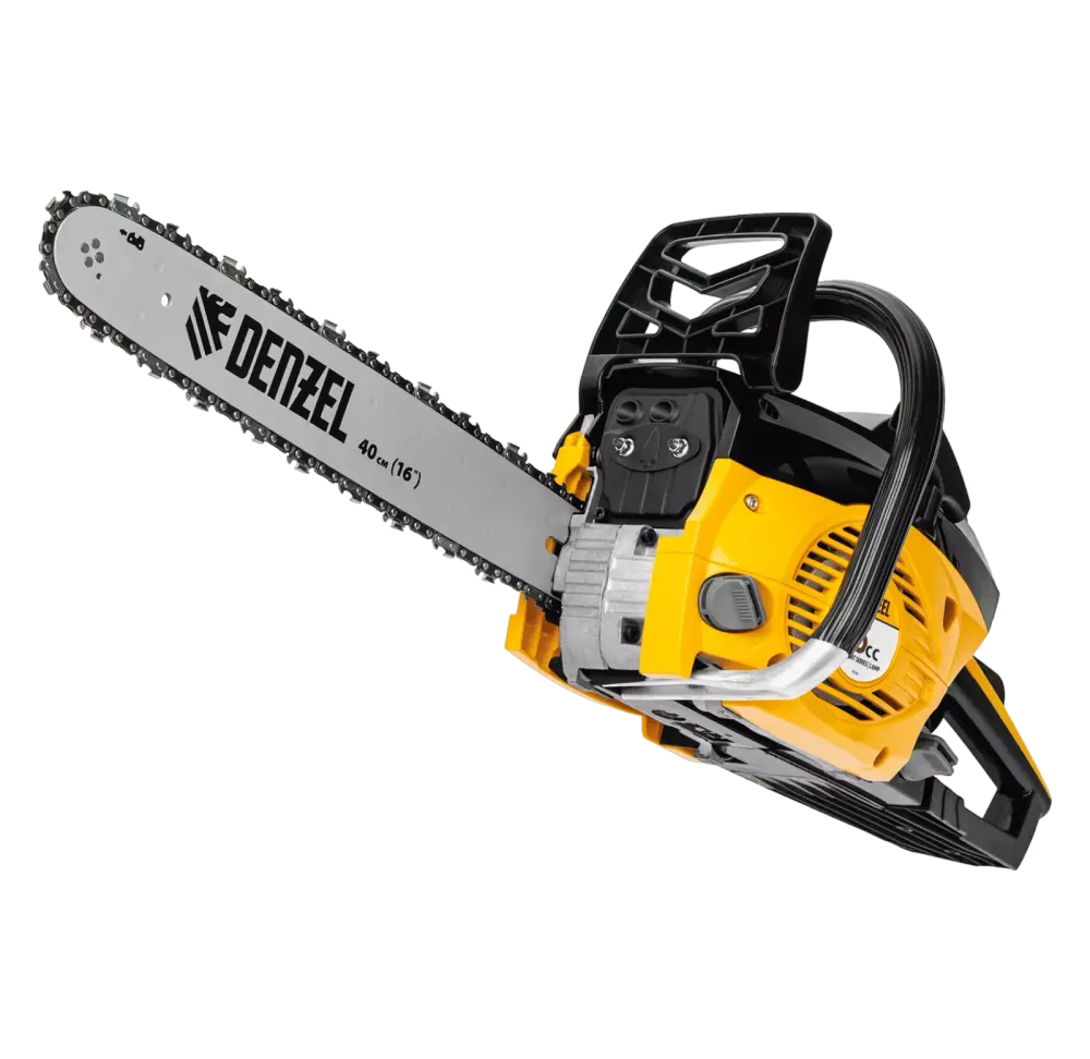 Пила цепная бензиновая DGS-4516, шина 40 см, 45 см3, 3 л.с, шаг 3/8, паз 1.3 мм, 57 звеньев Denzel, 95230