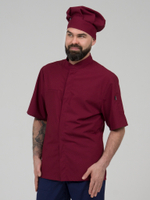 Бордовая мужская рубашка-китель "Мир" для повара и кондитера NVDesign