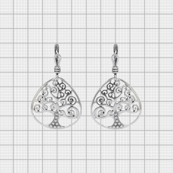 "Древена" серьги в серебряном покрытии из коллекции "Витраж" от Jenavi с английским замком