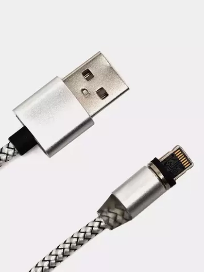 USB cable Lightning магнитный 1m М-7 SZX 360*, LED, в тканевый оплетке, Silver