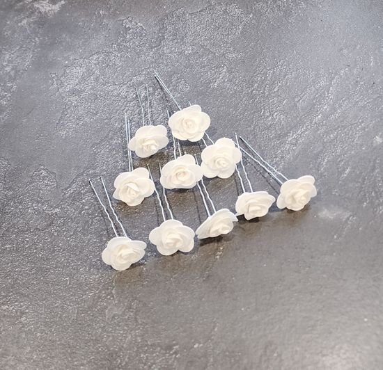 Набор шпилек "Розочки мини" латекс, 5 шт, белые