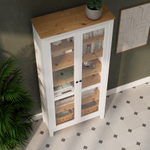 Шкаф-витрина Хемнэс Hemnes/Кымор, ст/ст 90х198х37 см, белый/светло-коричневый