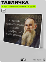 Литературный постер с цитатой Л. Н. Толстого для школы, на стену, на пластике, для интерьера, 40х30 см, Silver Plane x Айдентика Технолоджи