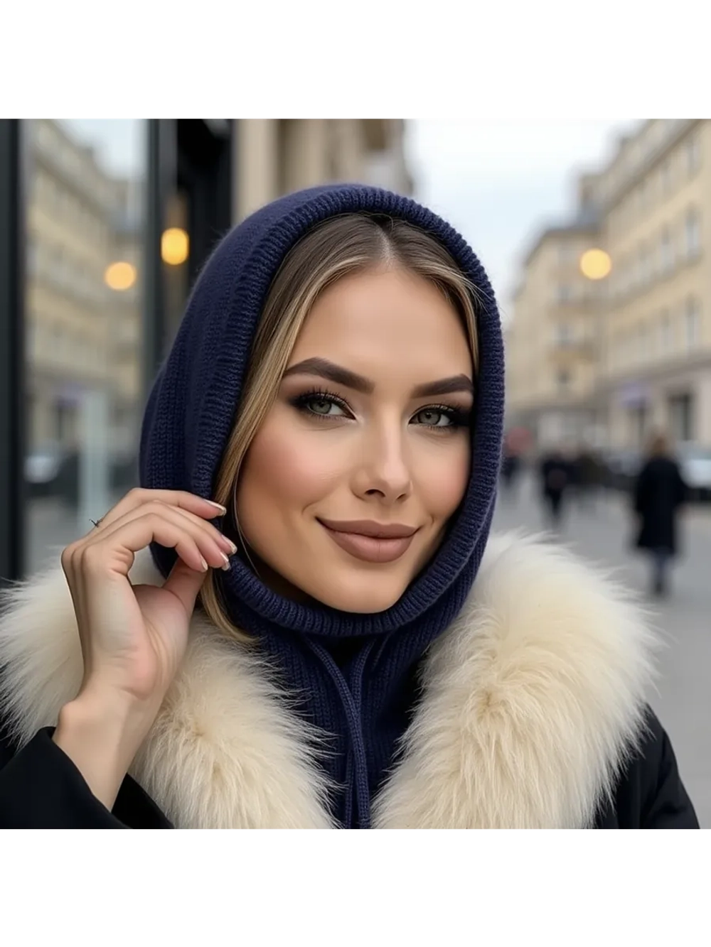 капор зимний и осенний капюшон- снуд вязаный ангора