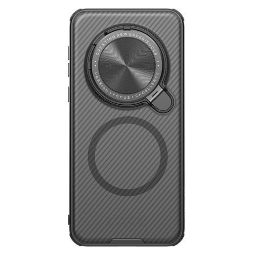 Чехол прозрачный тонированный (Transparent Black) от Nillkin с металлической крышкой и MagSafe на Huawei Honor Magic 7 Pro, серия CamShield Prop Magnetic Case