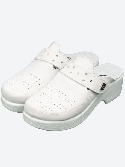 501 | "Natasa" | Белые женские медицинские сабо с закрытым носом