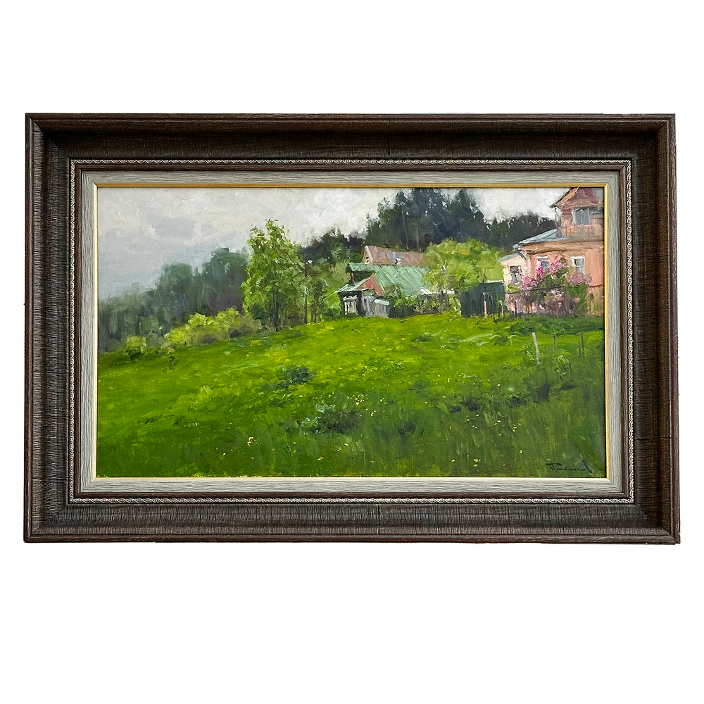 Плотников В.В. Этюд в дождливый день. Село Любец. Холст, Масло. 2023г. Размер холста 35х60 см