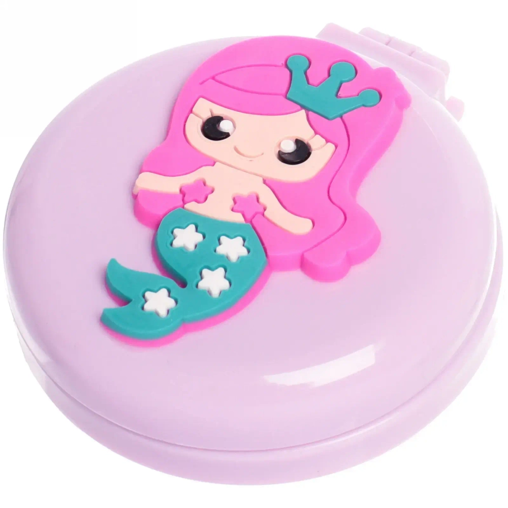 Расческа массажная детская складная «Barbariska» с зеркалом, русалочка, цвет микс, d-7см