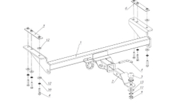 Фаркоп под квадрат для Toyota Hilux, JAC T6, Т8, Sollers ST6, с 2015 г., Бизон.FA 0971-E