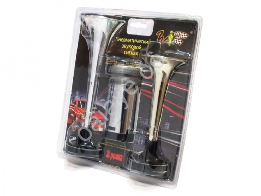 Сигнал воздушный ДУДКА 12v (2рожк) с компрессором ХРОМ (ST1014C) D010 блистер