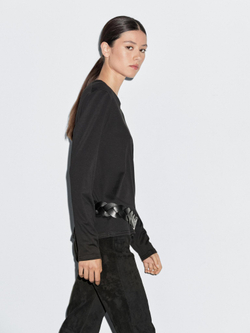 Massimo Dutti Футболка из 100% хлопка с длинным рукавом, черный