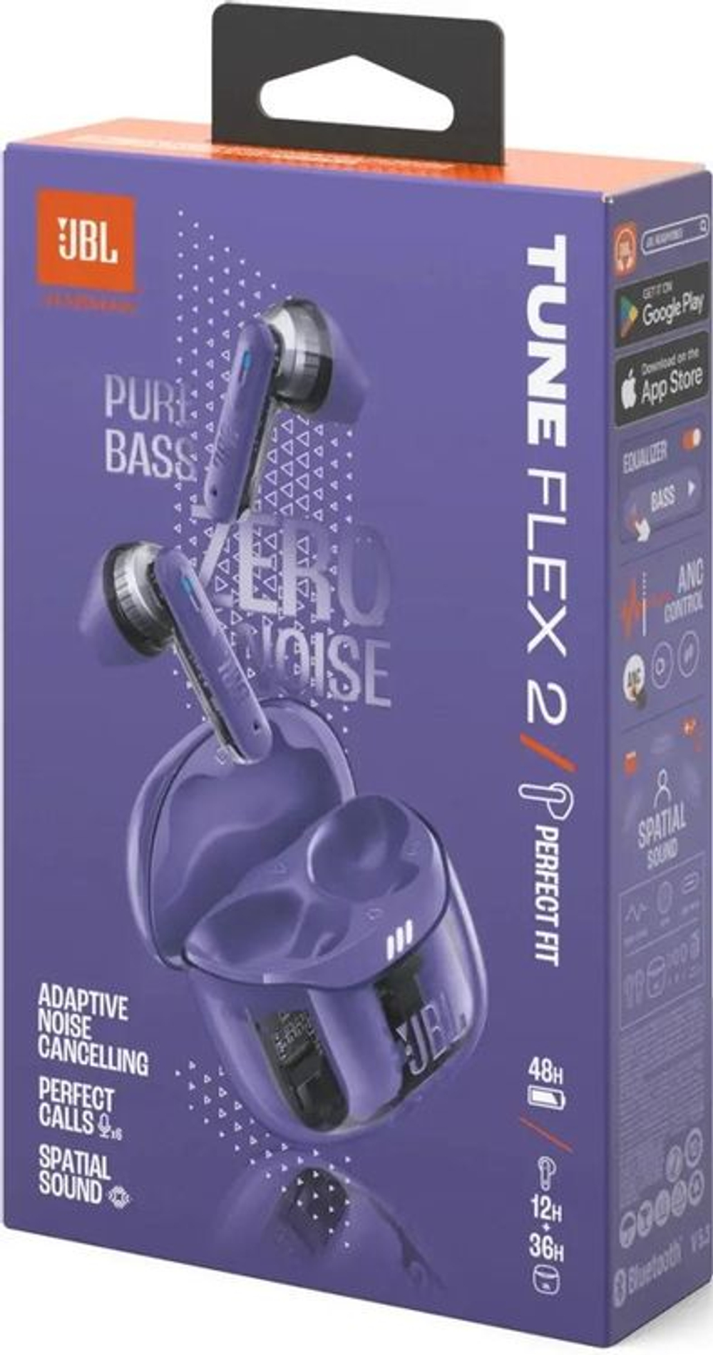 Наушники JBL Tune Flex 2 Ghost Edition, Bluetooth, вкладыши, прозрачный/фиолетовый [jbltflex2gmae]