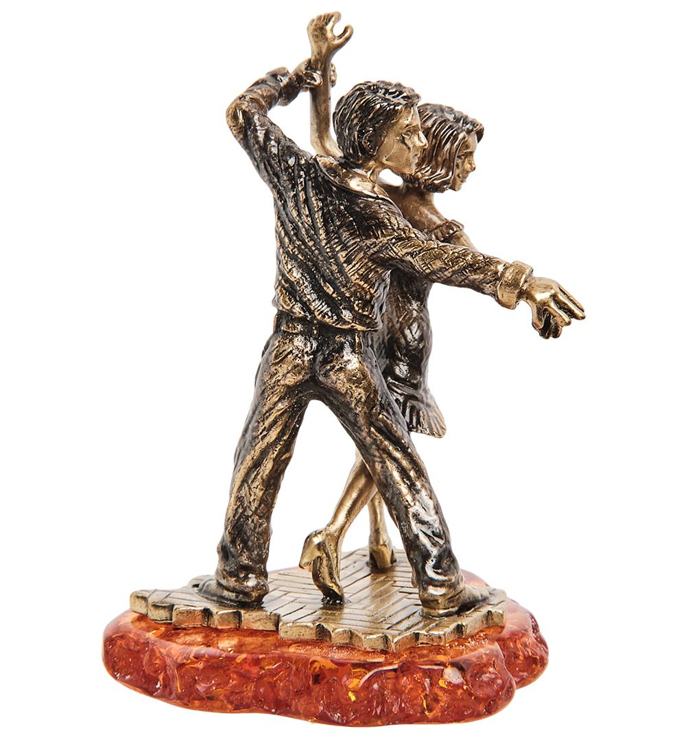 Народные промыслы AM-2169 Фигурка «Парочка-Бальные танцы» (латунь, янтарь)