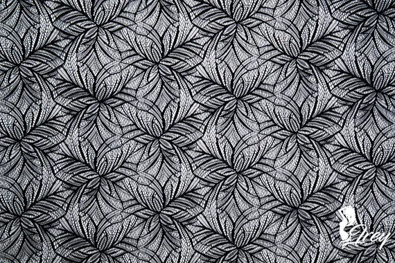 Сетка-стрейч  арт.022, flower mandala, Италия, черный