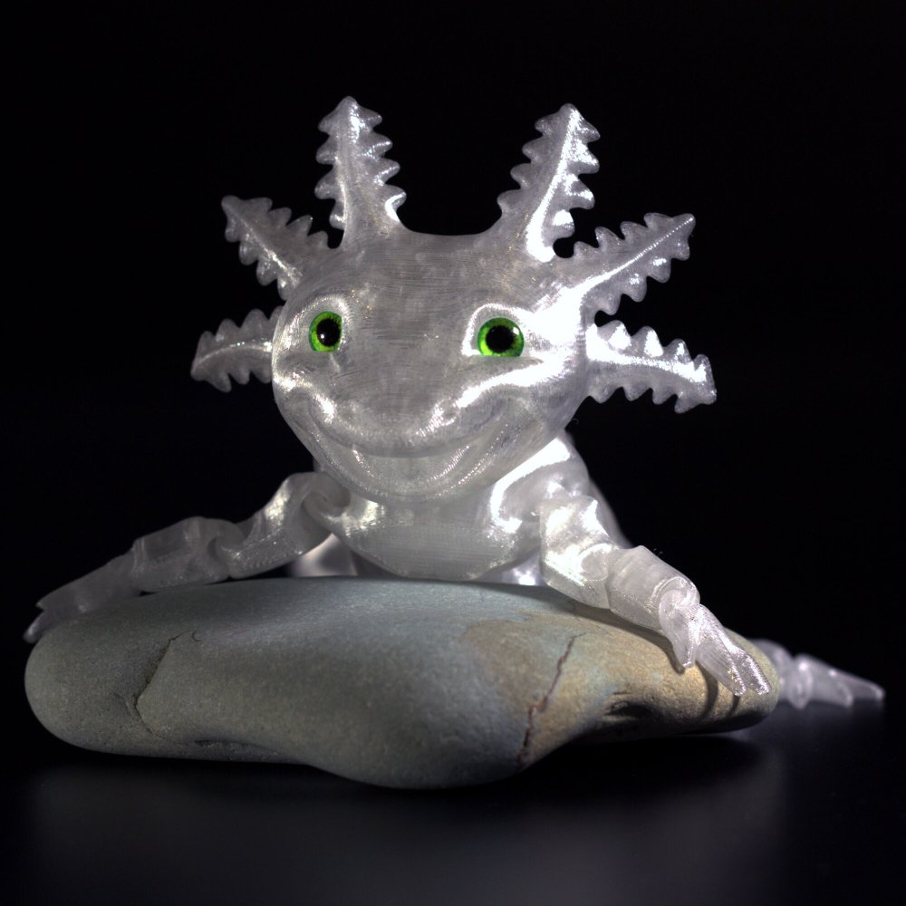 Улыбающийся Аксолотль, гибкая шарнирная игрушка-антистресс 25 см, белый