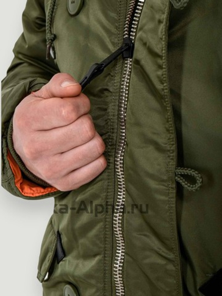 Куртка Аляска Alpha Slim Fit N-3B Parka (оливковая - s.green/orange)