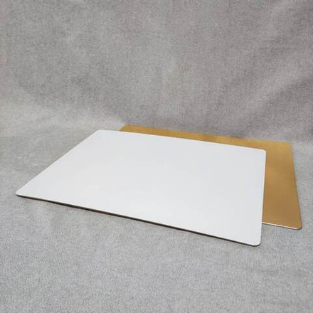 Подложка для торта прямоугольная белая/золотая 3,2 мм 30х40 см