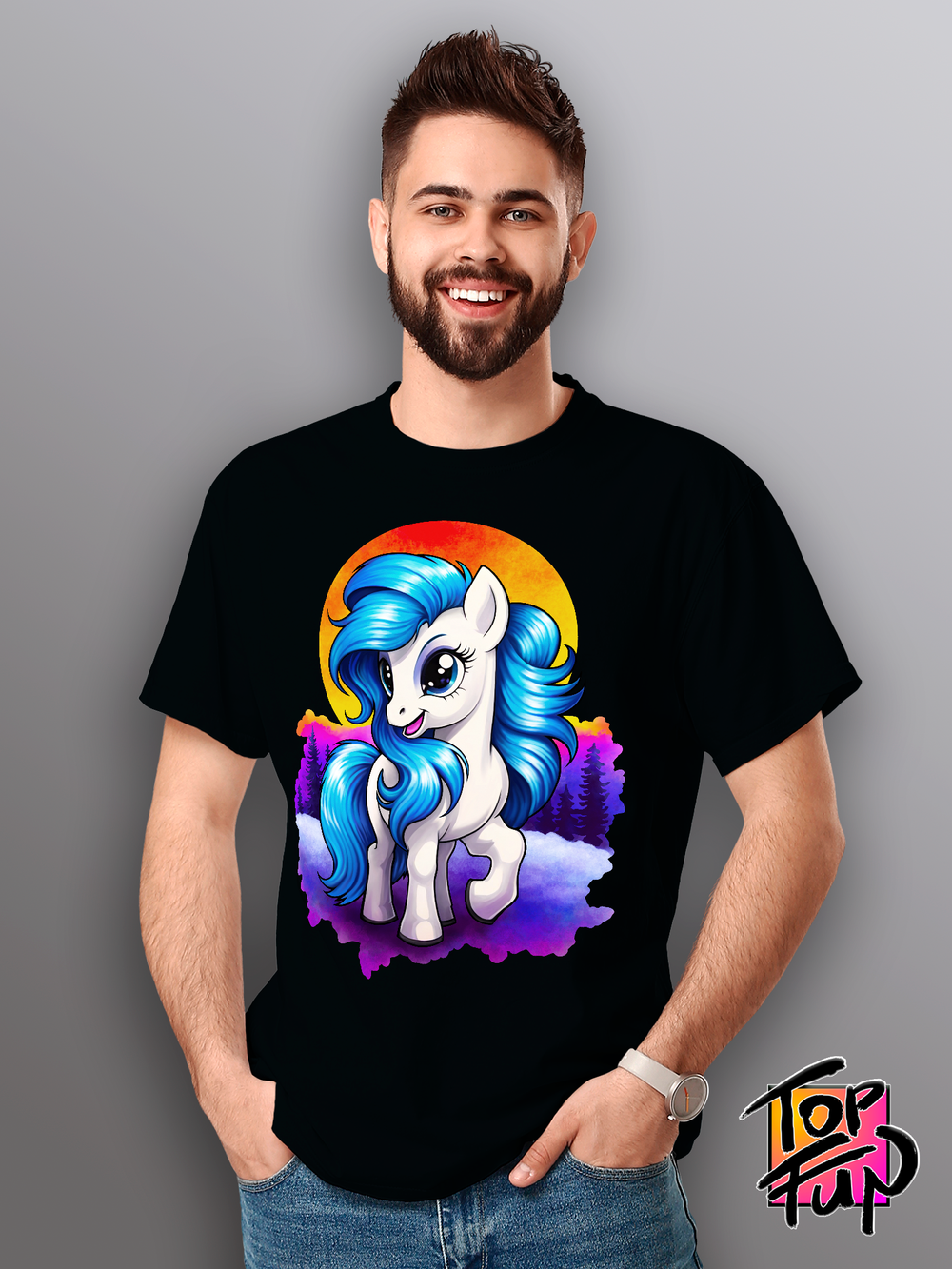 Футболка Лошадка с синей гривой