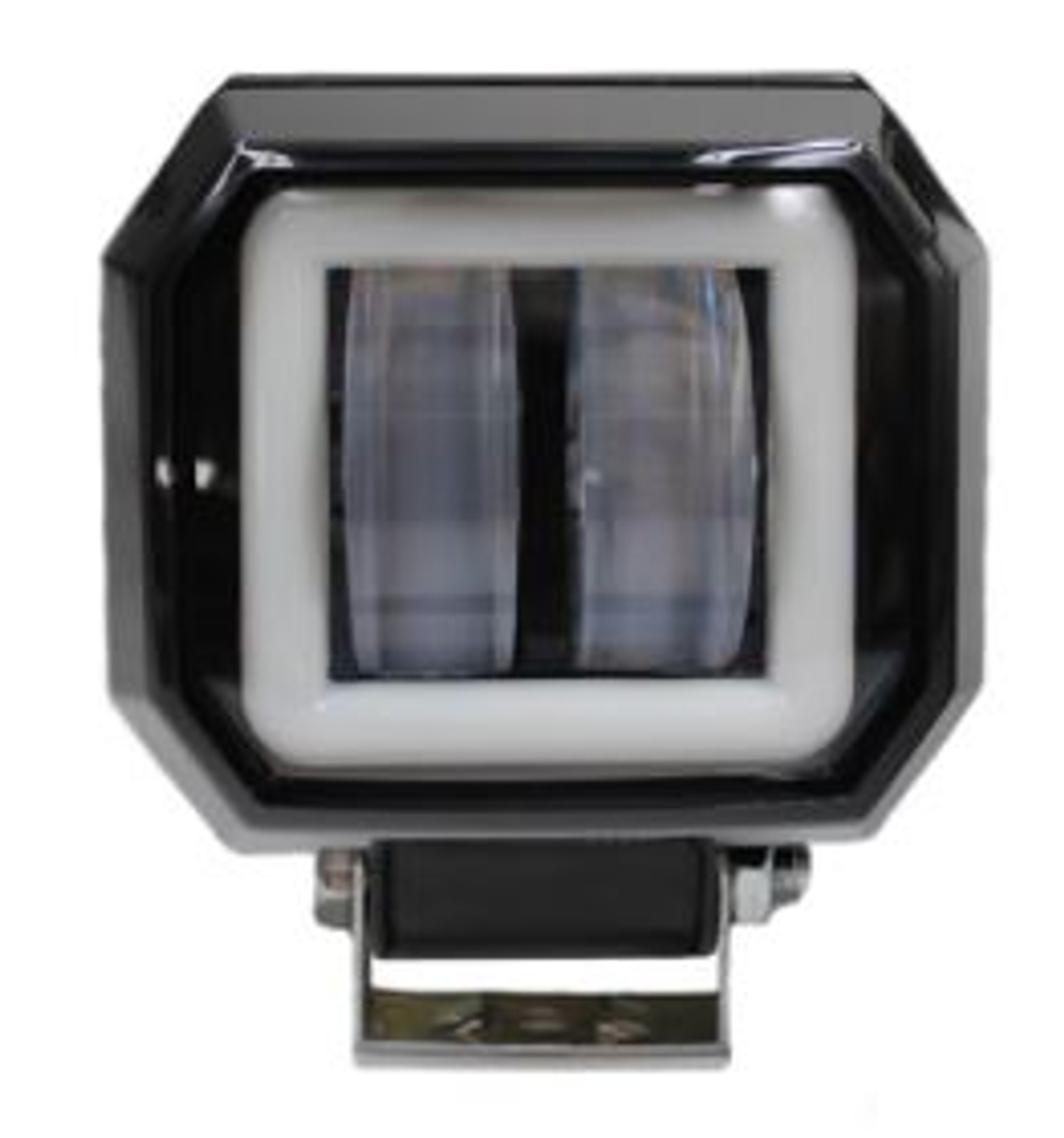 Прожектор LED-СТГ -прямоуг 15W ( 75*65*55) 2Lens+ДХО 9-36v шт G0030\GQ030\GZ019/А-10 (срез углы)
