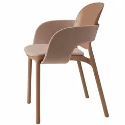 Кресло пластиковое с обивкой Hug, карамельный