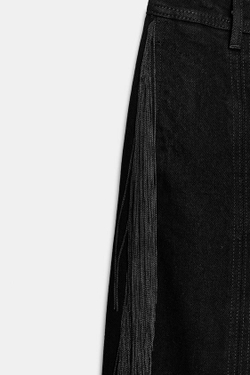 ZARA БРЮКИ С БАХРОМОЙ ZW COLLECTION LIMITED EDITION, ЧЕРНЫЙ