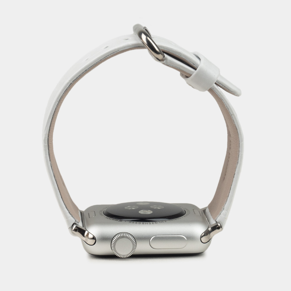 Ремешок для Apple Watch 40/41/42 mm из кожи аллигатора,белого цвета
