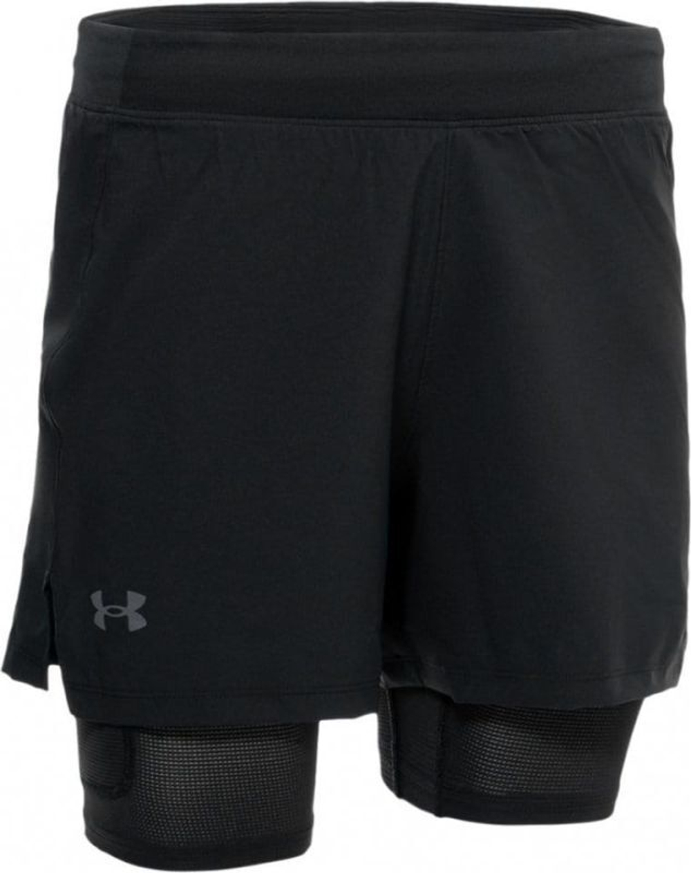 Мужские теннисные шорты Under Armour Men's UA Iso-Chill Run 2-in-1 Shorts - black/reflective