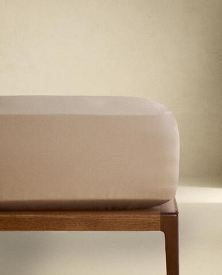 Zara Home - Атласная простыня с эластичной лентой, высота 40 см (500 нитей), серый, 160х200х40 см