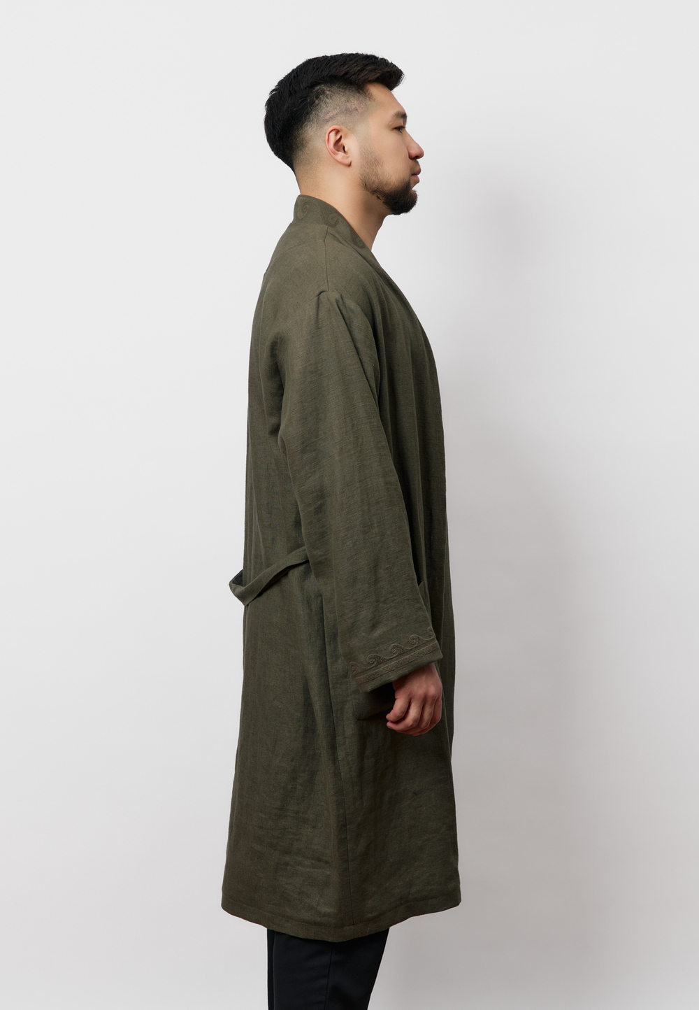 Шапан льняной длинный OYU TOLQYN KHAKI