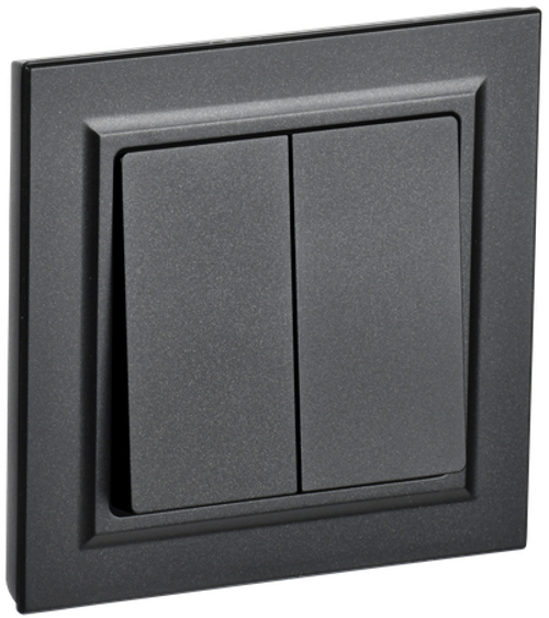 BRITE Выключатель 2-клавишный 10А в сборе ВСР10-2-0-БрЧ черный IEK