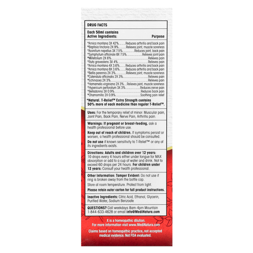 MediNatura, T-Relief, растительная добавка с арникой, 50 мл (1,69 жидк. унции)