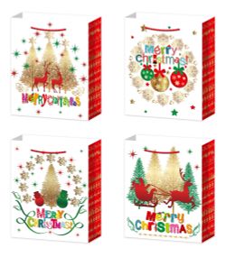 GAEM Пакет подарочный (бумага 210г/м2, блок 12шт), L26 W10 H32 см, 4в.