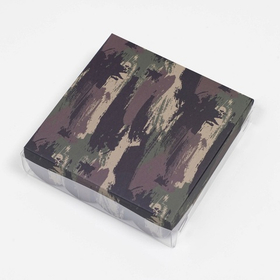 Коробочка для печенья «Зеленый камуфляж», 12×12×3 см
