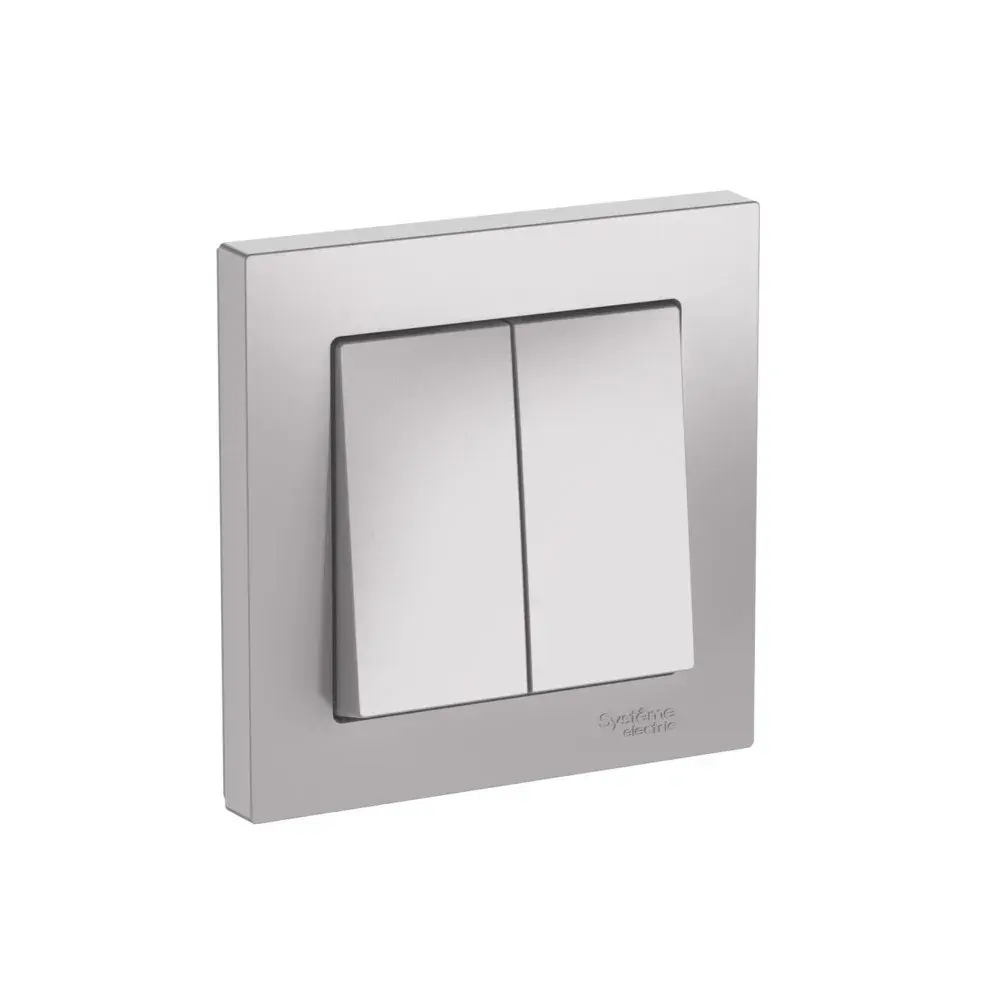 ATLASDESIGN 2-клавишный ВЫКЛЮЧАТЕЛЬ, сх.5, 10АХ, в сборе, быстрозажим. клем., АЛЮМИНИЙ