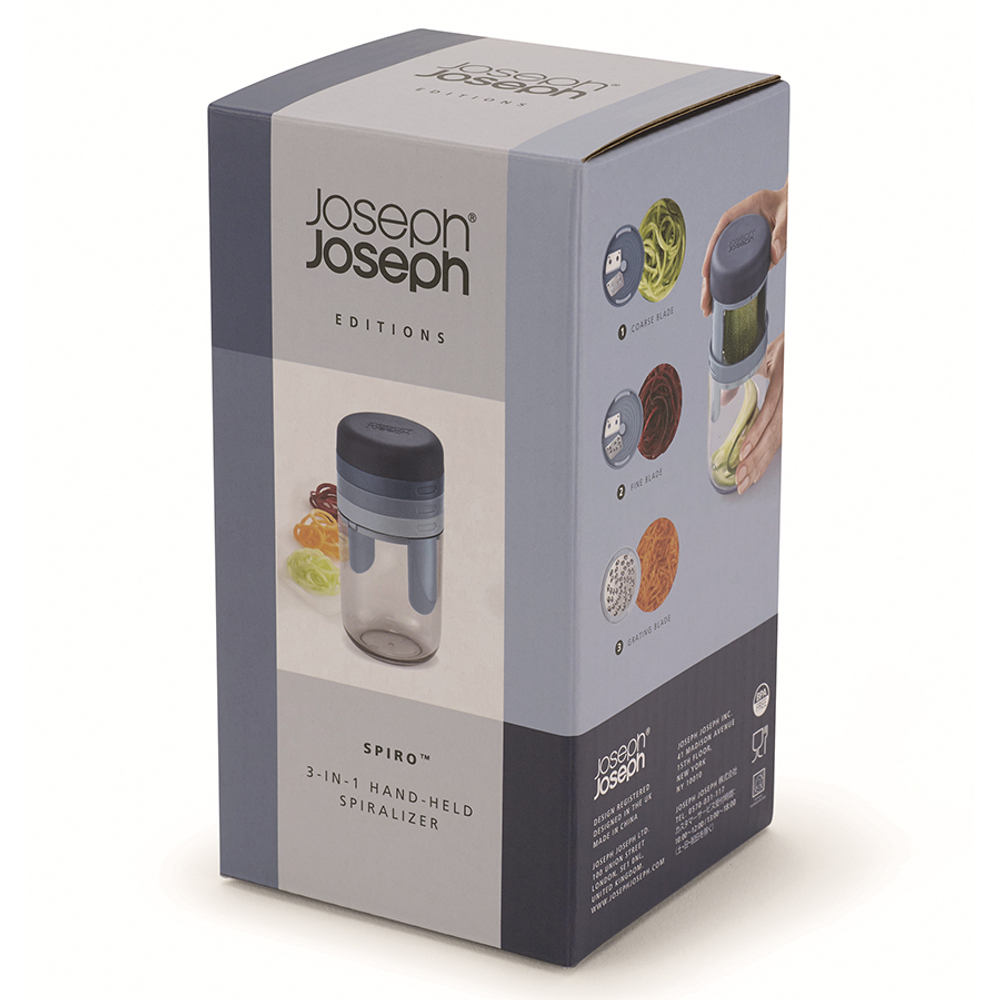 Терка спиралайзер с тремя лезвиями и контейнером для хранения spiro, синяя