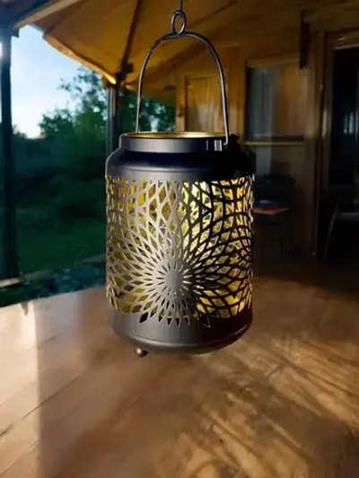 Садовый светильник на батарейках 18х12 см / Подвесной дачный фонарь ажурный VITmarket