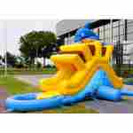 Надувная прямая водная горка с бассейном  «История дельфинчика» 5*2,5*3,5 м