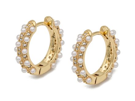 Серьги-Кольца 17,5мм с бусинами и стразами