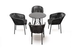 "Конте" обеденная группа на 4 персоны, круглый стол, цвет "серый гранит"