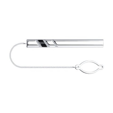 Зажим из серебра с фианитами