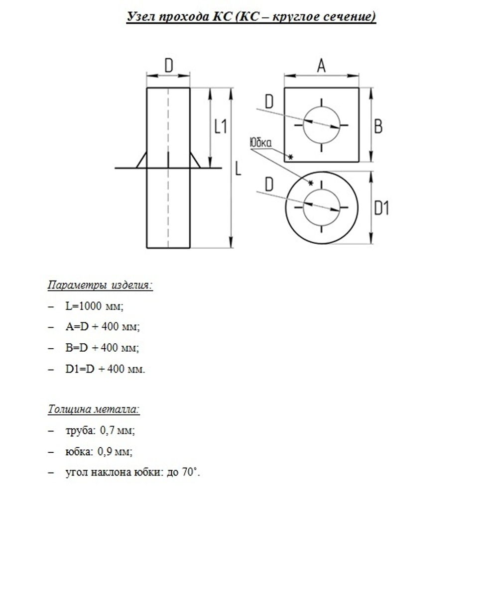 Узел прохода круглый 355 мм