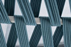 "Диего" диван 2-местный плетеный из роупа, каркас алюминий светло-серый (RAL7035) муар, роуп бирюзовый круглый, ткань светло-серая