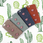 Чехол текстильный с сердечками для iPhone 6/6S, 011569 Бежевый