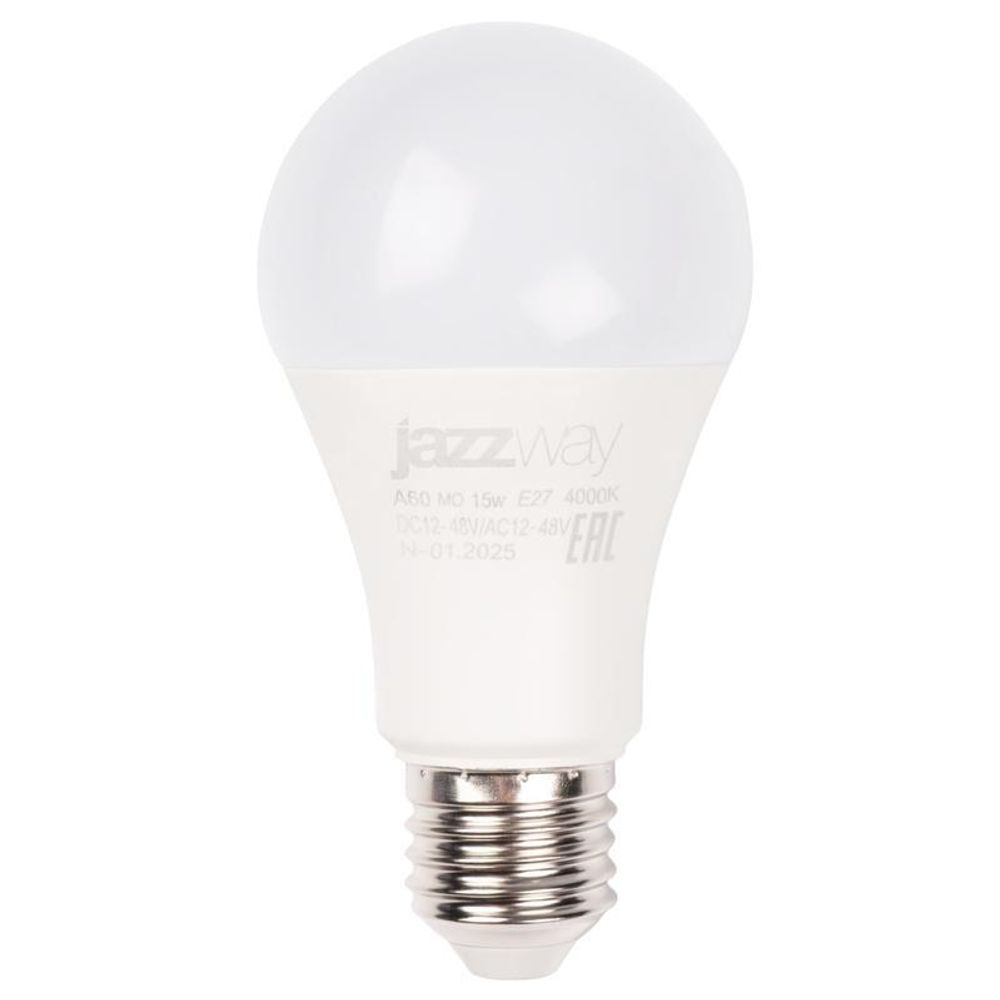 Лампа светодиодная низковольтная PLED-A60 MO 15Вт 4000К холод. бел. E27 12-48В AC/DC Pro JazzWay 5050563